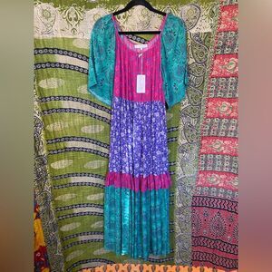 NWT Corey Lynn Calter x Anthropologie Multicolored Tiered Maxi Dress Size Small